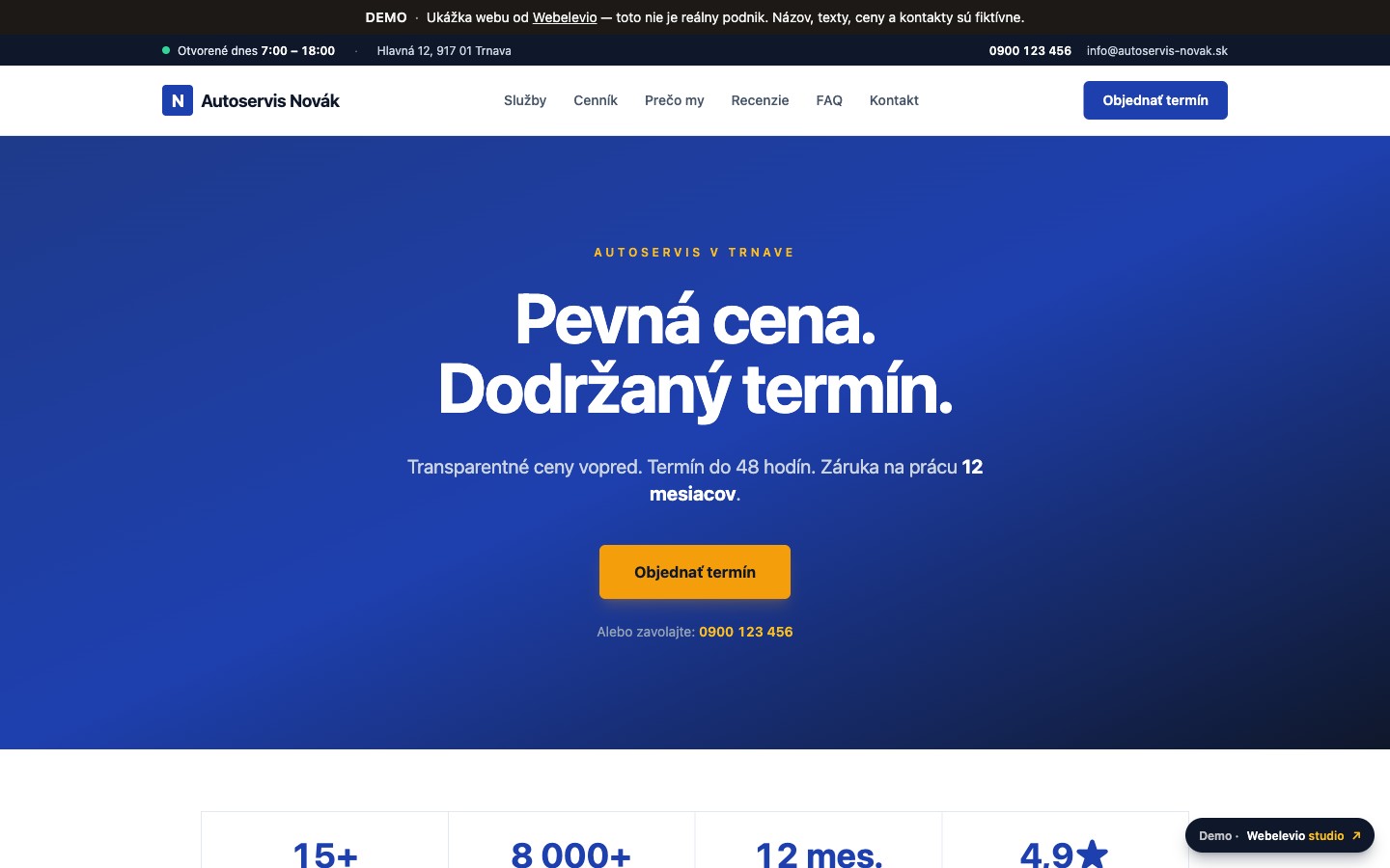 Autoservis Novák, Trnava (demo web)