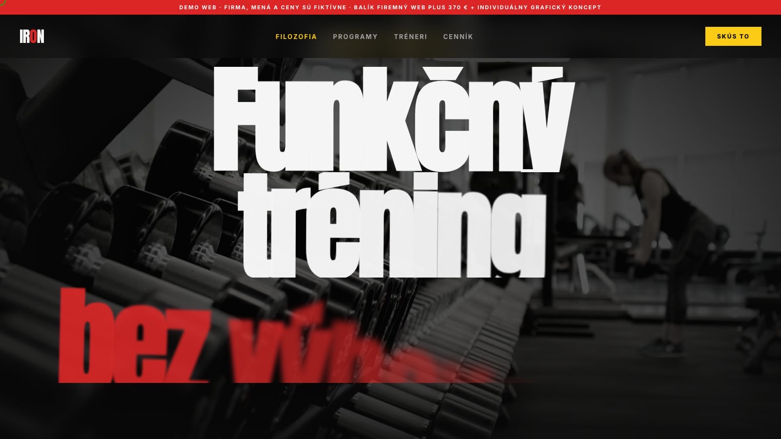 IRON — funkčný tréning, Bratislava (demo web)