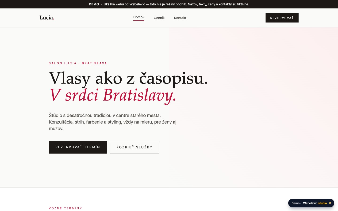 Kaderníctvo Lucia, Bratislava (demo web)