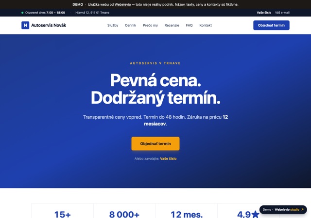 Ukážkový web autoservisu