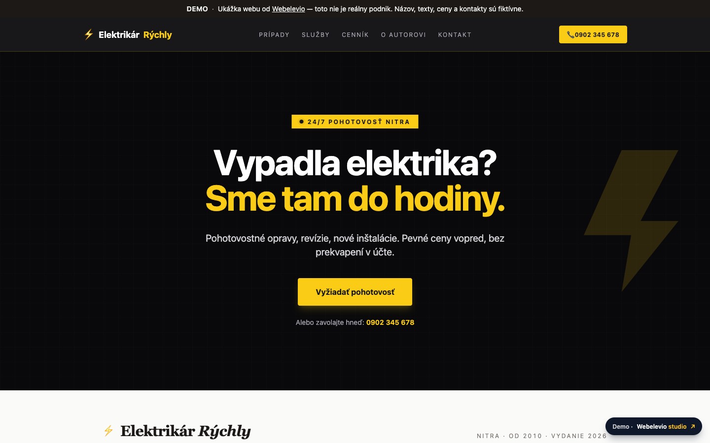 Ukážkový web elektrikára