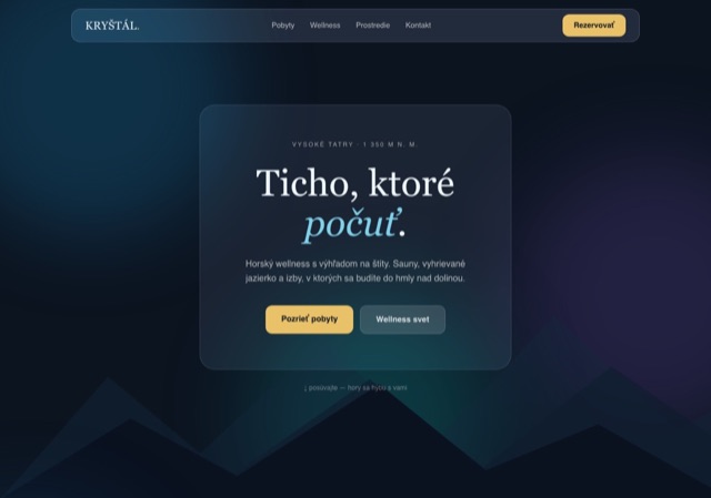 Glass parallax ukážka — horský wellness