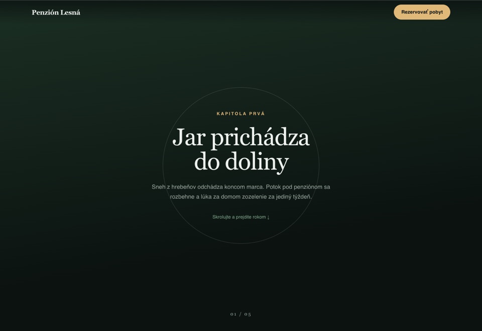 Horizontálny scroll, penzión a štyri ročné obdobia