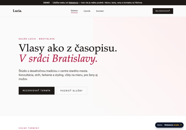 Ukážkový web kaderníctva