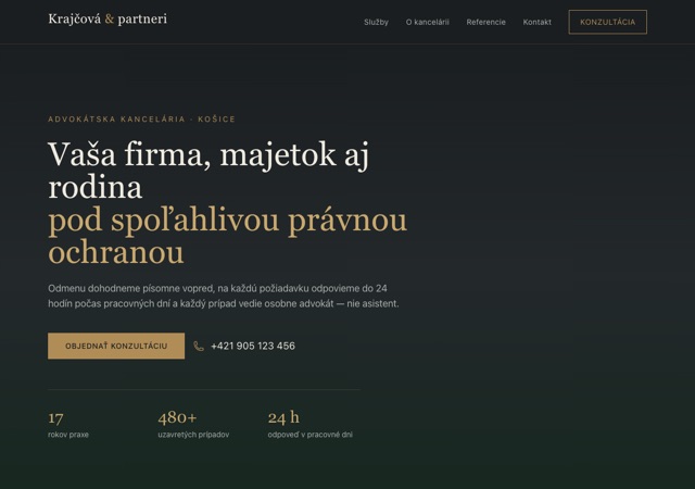 Ukážkový web advokátskej kancelárie