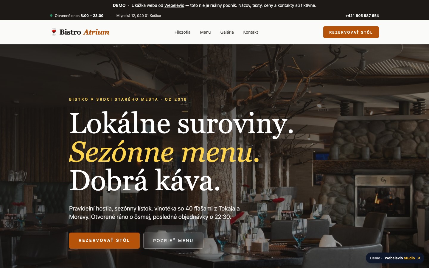 Ukážkový web reštaurácie